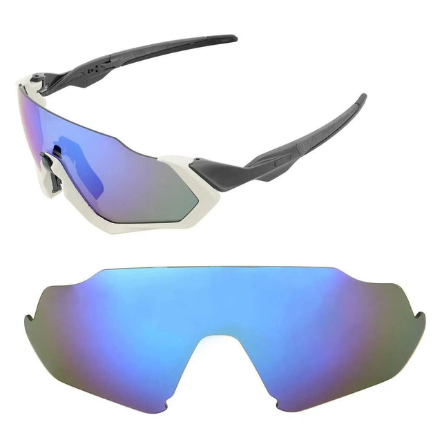Oakley Flight Jacket-Replacement Lenses-Arctic Blue Mirror-Standard Polarized - Eliminate Glare-Seek Optics