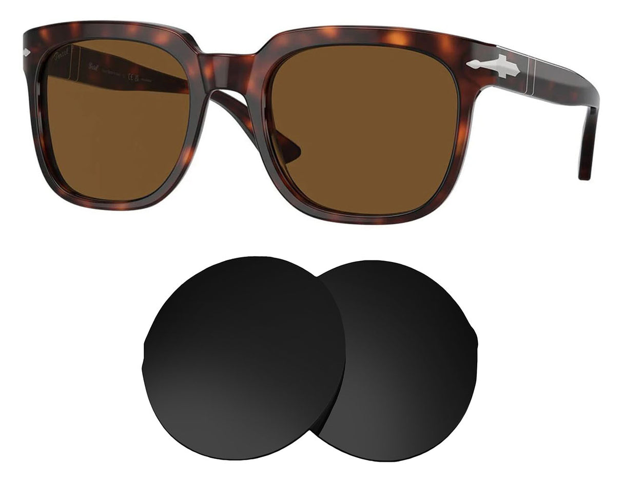 Persol PO3323s 56mm-Replacement Lenses-Volcanic Black-Non-Polarized-Seek Optics