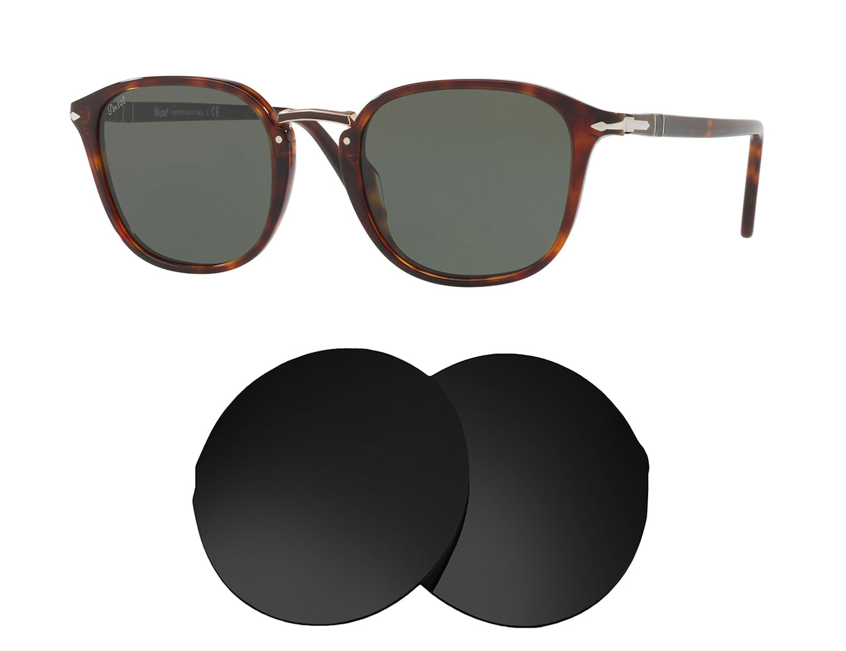 Persol PO3186S 51mm-Replacement Lenses-Volcanic Black-Non-Polarized-Seek Optics