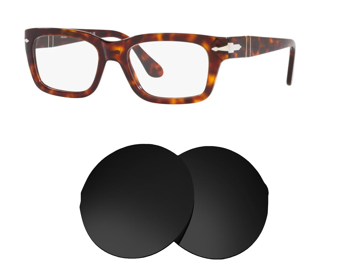 Persol PO 3301V-Replacement Lenses-Volcanic Black-Non-Polarized-Seek Optics