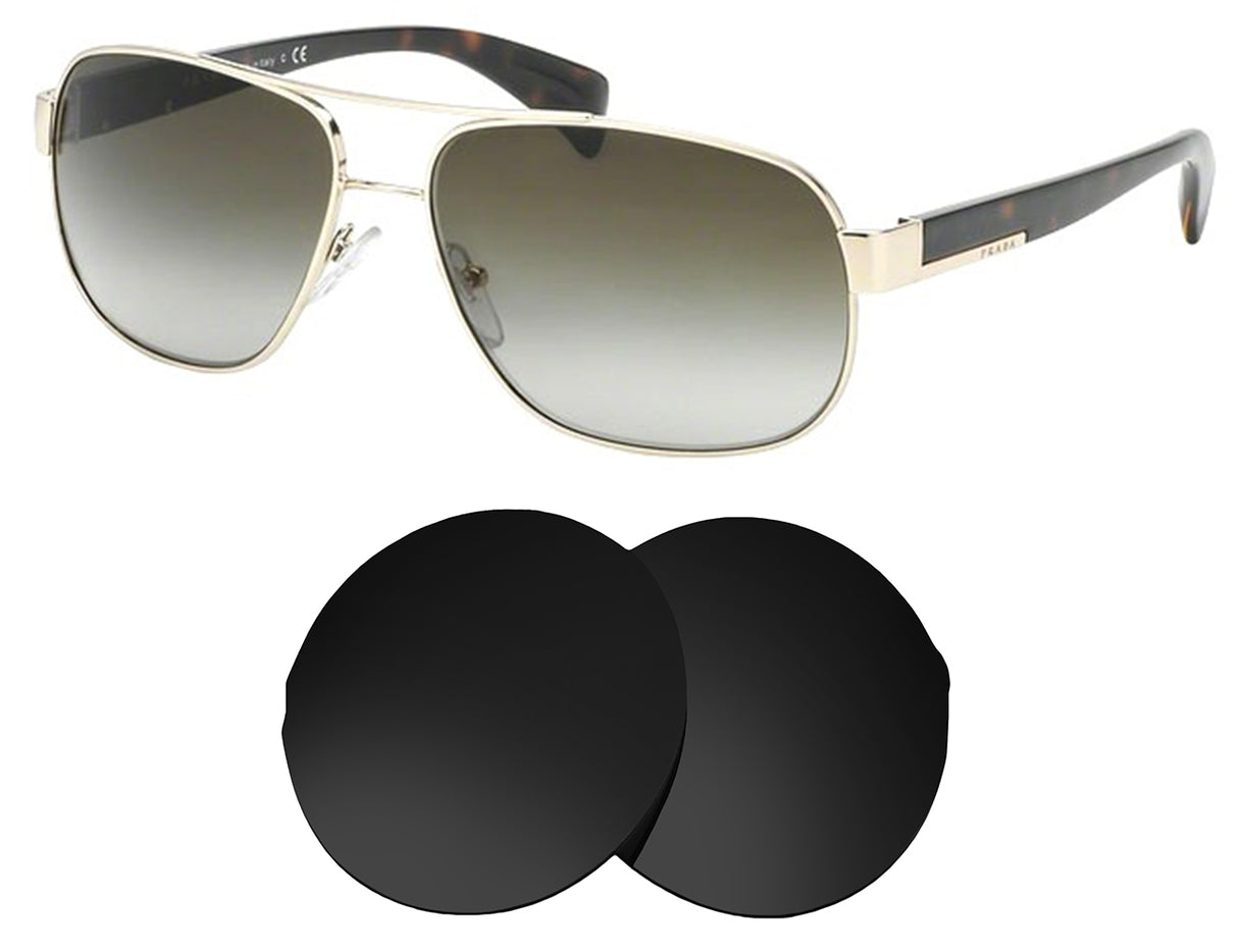 Prada SPR 52P (61mm)-Replacement Lenses-Volcanic Black-Non-Polarized-Seek Optics