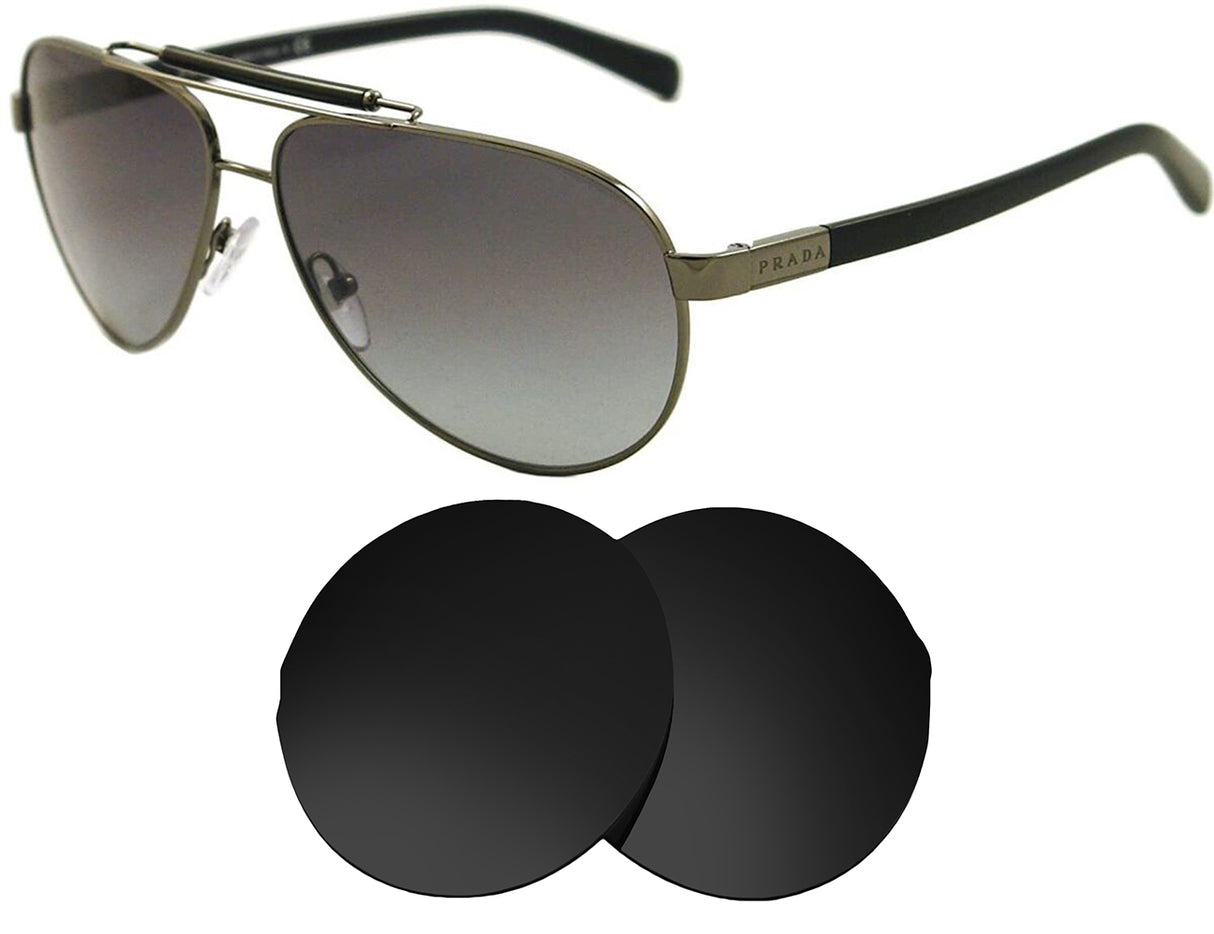 Prada SPR 54N (61mm)-Replacement Lenses-Volcanic Black-Non-Polarized-Seek Optics
