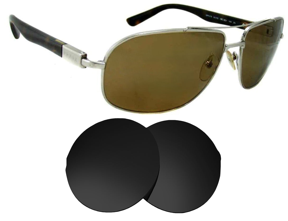 Prada SPR 57N (62mm)-Replacement Lenses-Volcanic Black-Non-Polarized-Seek Optics