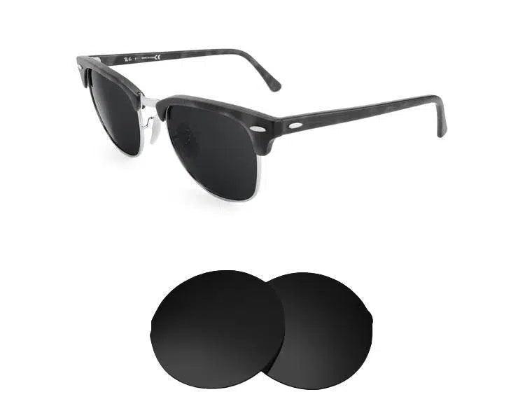 Ray-Ban RB 3016 49mm Clubmaster-Replacement Lenses-Volcanic Black-Non-Polarized-Seek Optics