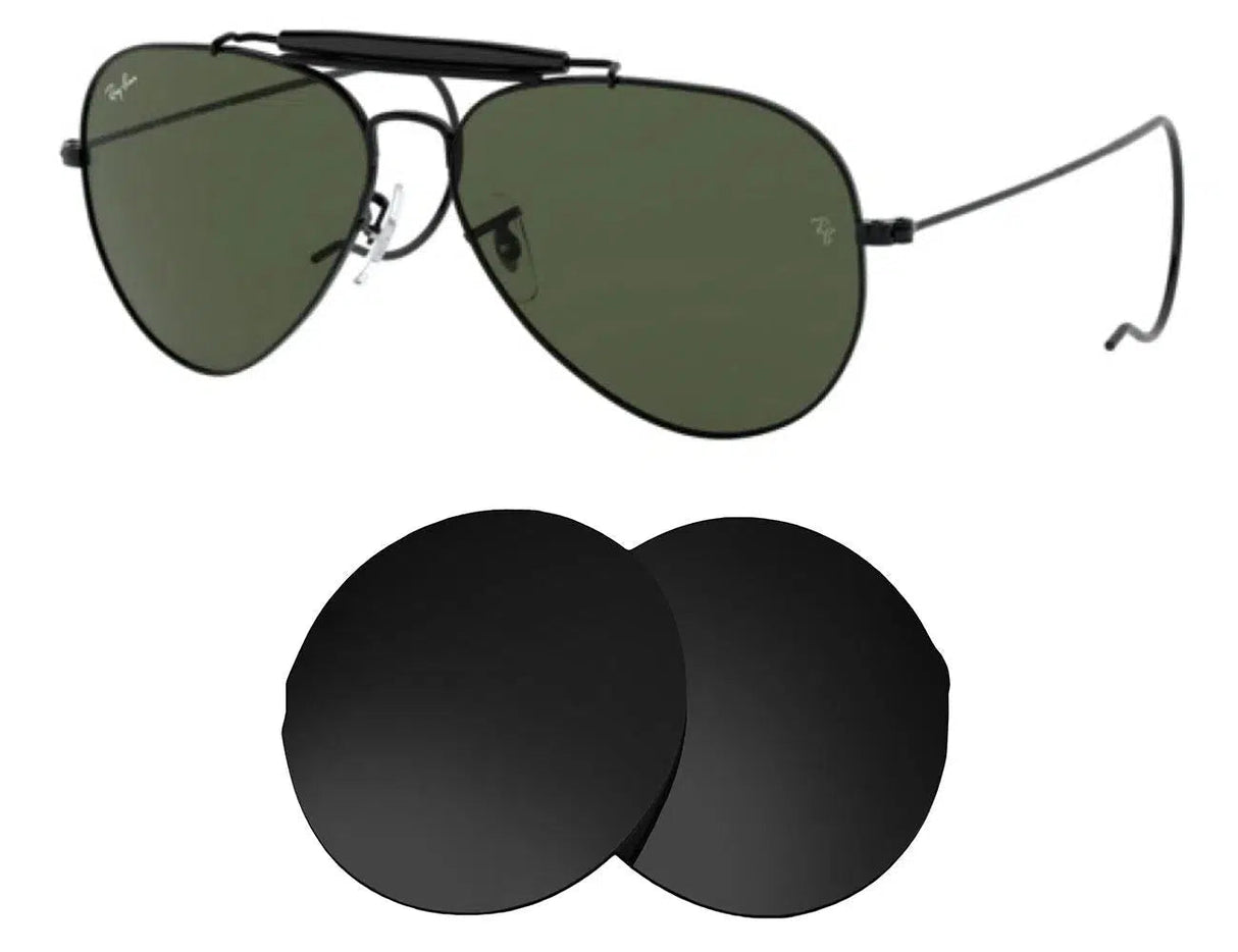 Ray-Ban RB 3030 58mm Outdoorsman-Replacement Lenses-Volcanic Black-Non-Polarized-Seek Optics