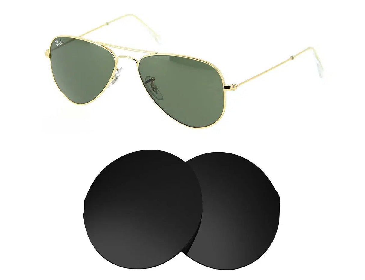 Ray-Ban RB 3044 52mm Aviator Small Metal-Replacement Lenses-Volcanic Black-Non-Polarized-Seek Optics