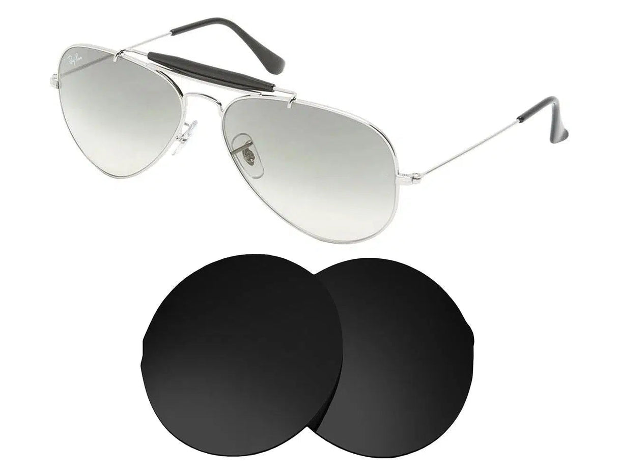 Ray-Ban RB 3407 62mm Outdoorsman II-Replacement Lenses-Volcanic Black-Non-Polarized-Seek Optics