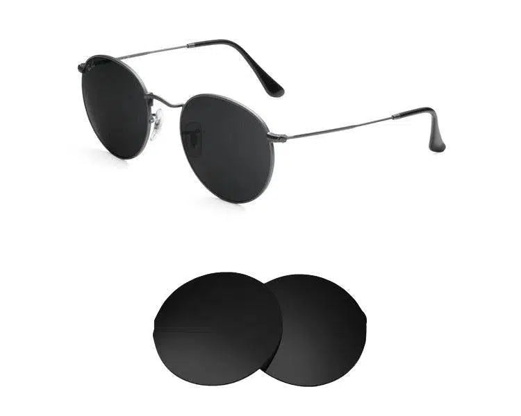 Ray-Ban RB3447 47mm Round Metal-Replacement Lenses-Volcanic Black-Non-Polarized-Seek Optics