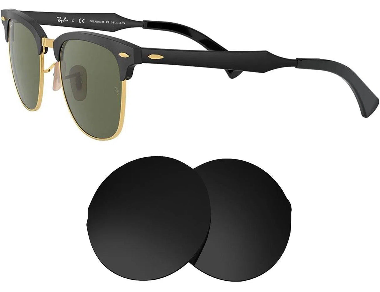 Ray-Ban RB 3507 51mm Clubmaster Aluminum-Replacement Lenses-Volcanic Black-Non-Polarized-Seek Optics