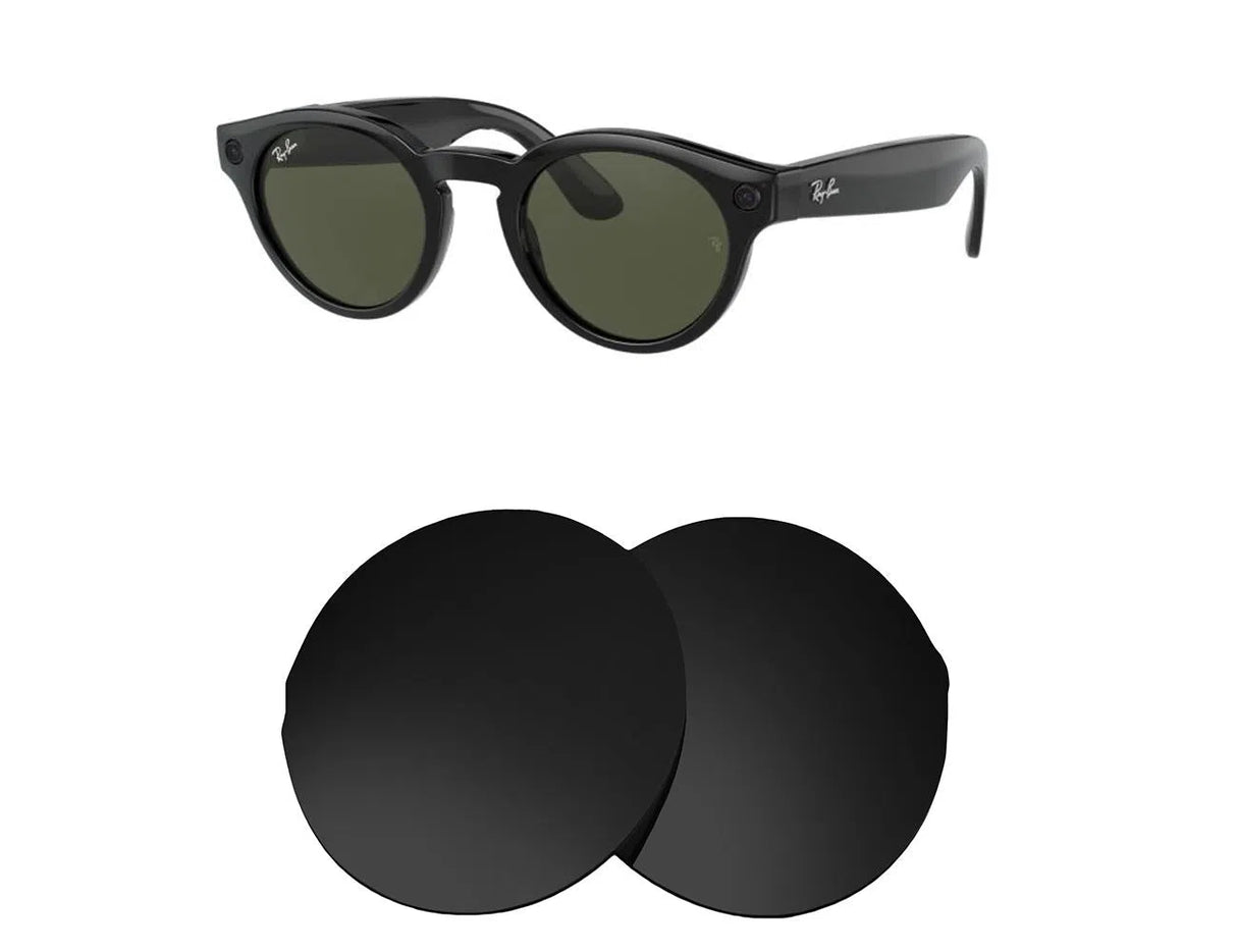 Ray-Ban RW4003 Stories Round Meta Smart 48mm-Replacement Lenses-Volcanic Black-Non-Polarized-Seek Optics