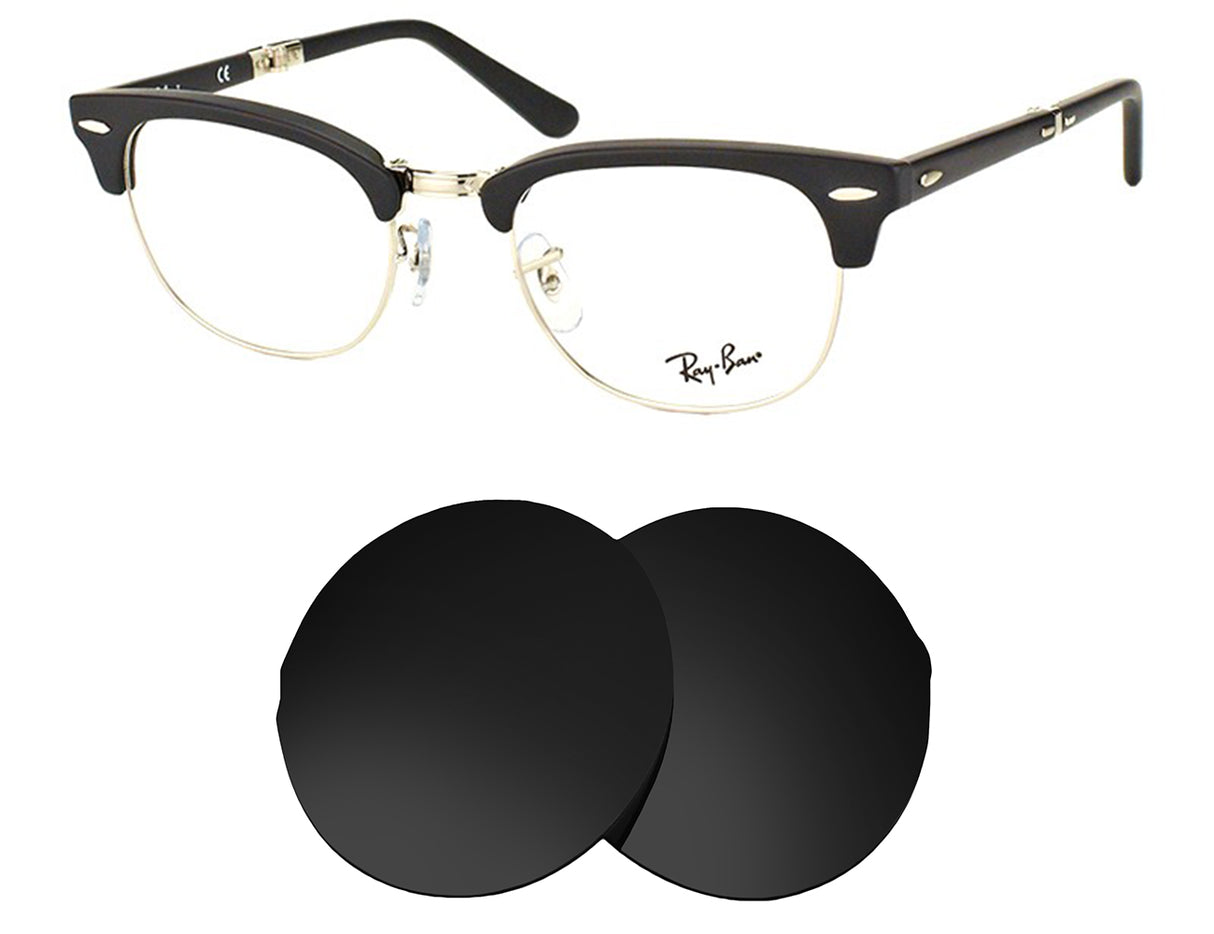 Ray-Ban RB5334 (51mm) Clubmaster Folding Optics-Replacement Lenses-Volcanic Black-Non-Polarized-Seek Optics