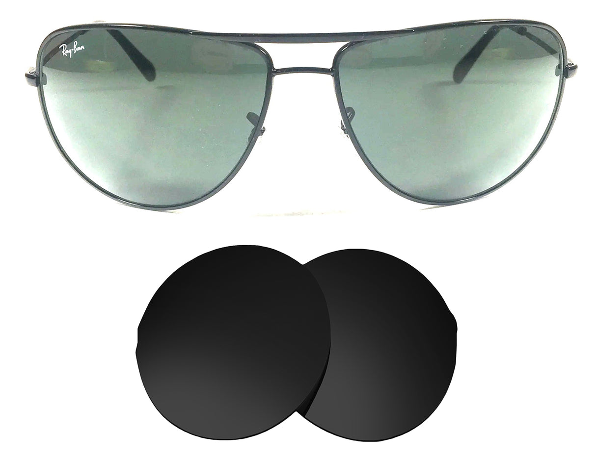 Ray-Ban RB3468 Aviator (63mm)-Replacement Lenses-Volcanic Black-Non-Polarized-Seek Optics