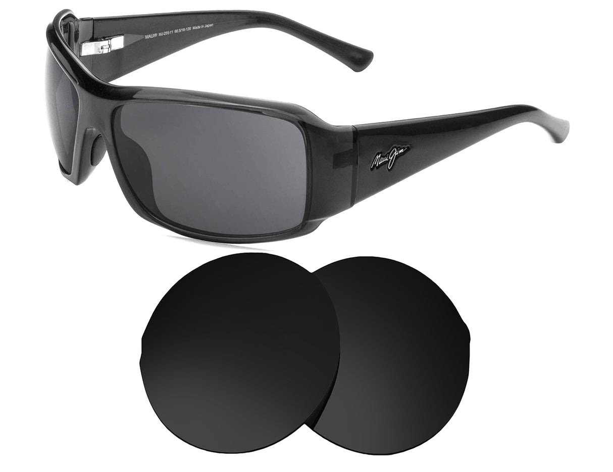 Maui Jim Nine Palms MJ255-Replacement Lenses-Volcanic Black-Non-Polarized-Seek Optics