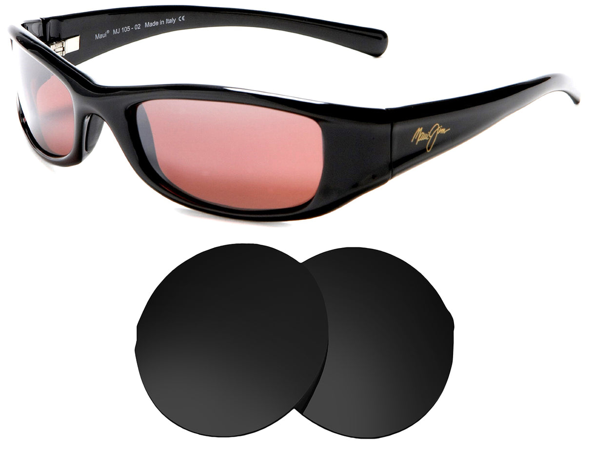 Maui Jim Shaka MJ105-Replacement Lenses-Volcanic Black-Non-Polarized-Seek Optics