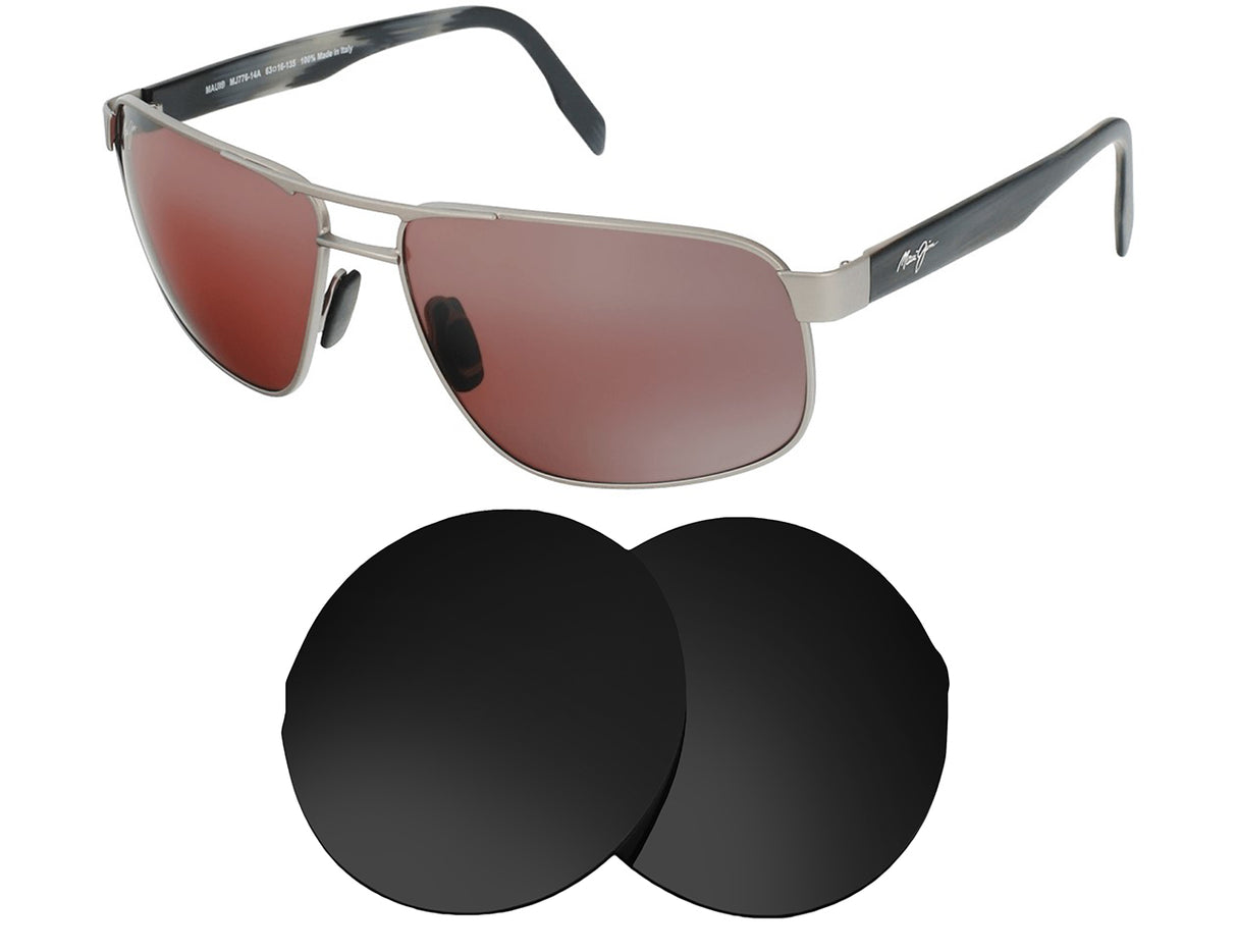 Maui Jim Whitehaven MJ776-Replacement Lenses-Volcanic Black-Non-Polarized-Seek Optics