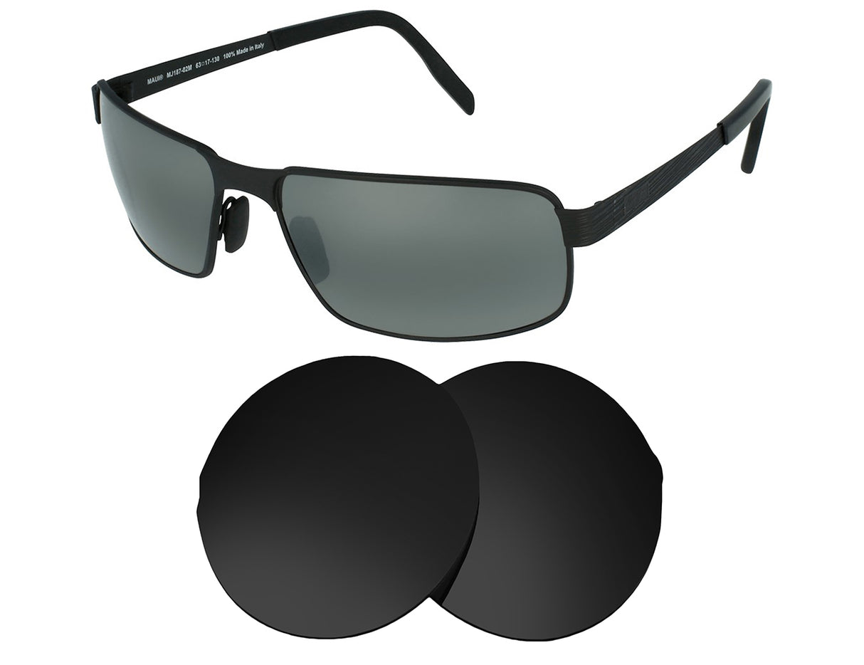 Maui Jim Castaway MJ187-Replacement Lenses-Volcanic Black-Non-Polarized-Seek Optics