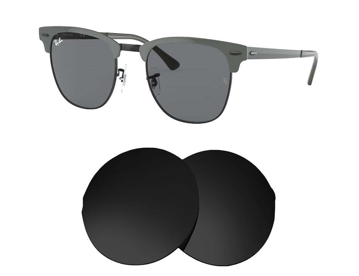 Ray-Ban Clubmaster Metal RB3716 51mm-Replacement Lenses-Volcanic Black-Non-Polarized-Seek Optics