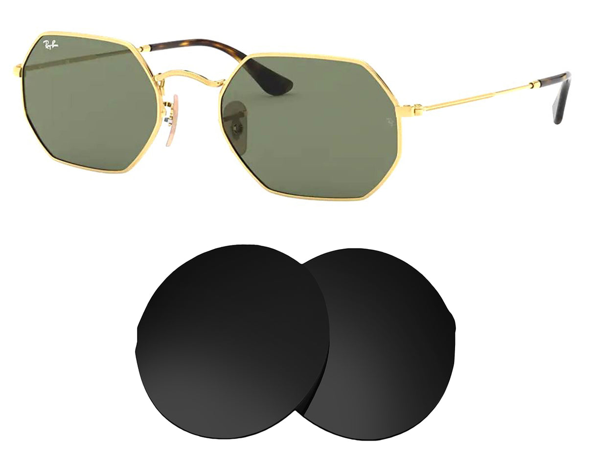 Ray-Ban Octagonal RB3556N 53mm-Replacement Lenses-Volcanic Black-Non-Polarized-Seek Optics