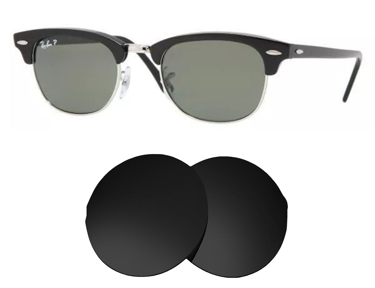 Ray-Ban RB2156 49mm Clubmaster II-Replacement Lenses-Volcanic Black-Non-Polarized-Seek Optics