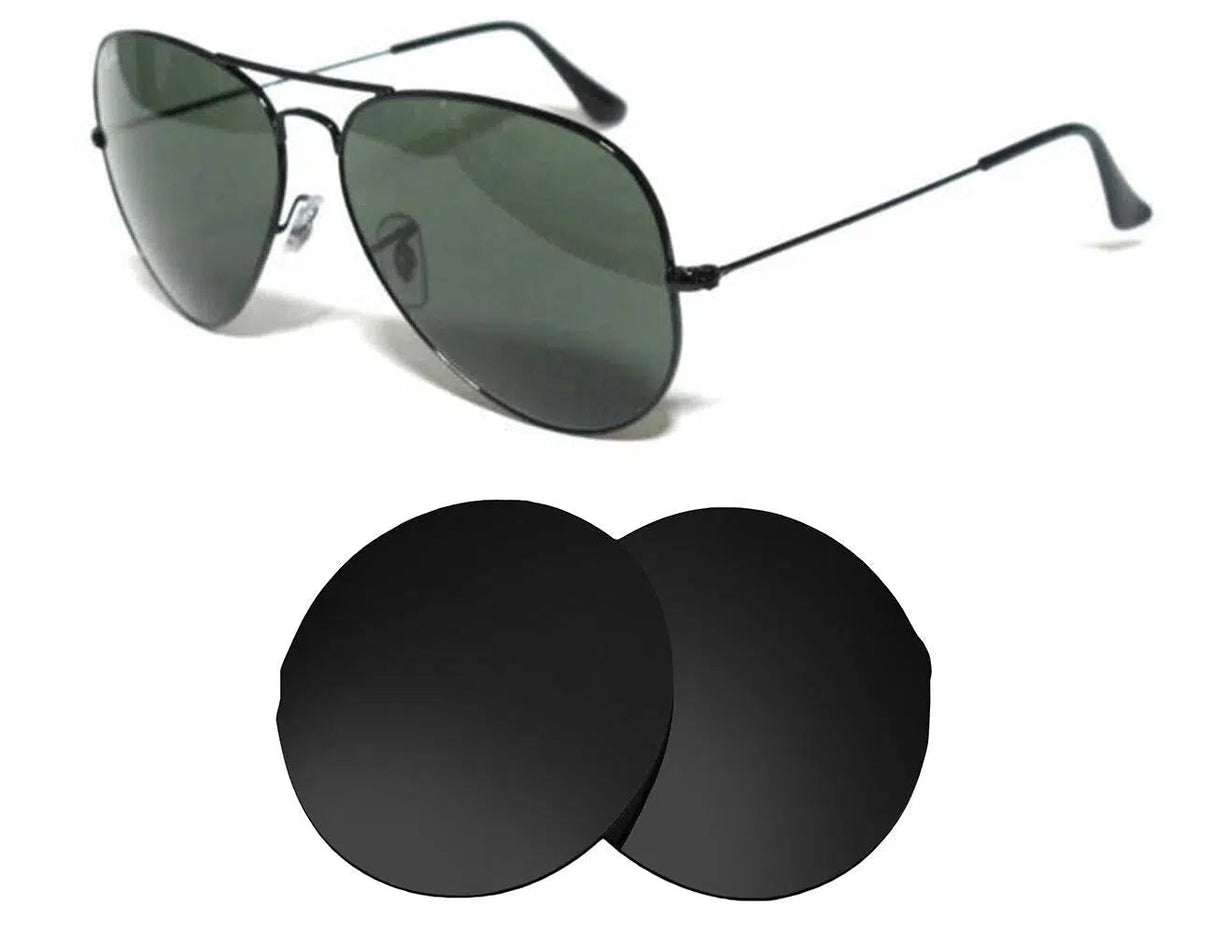 Ray-Ban RB 3026 58mm Aviator Large Metal II-Replacement Lenses-Volcanic Black-Non-Polarized-Seek Optics