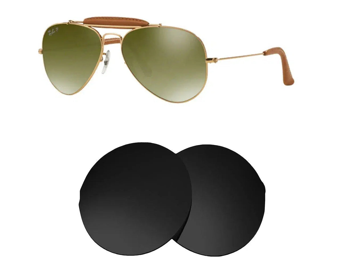 Ray-Ban RB 3422Q 58mm Aviator Craft-Replacement Lenses-Volcanic Black-Non-Polarized-Seek Optics