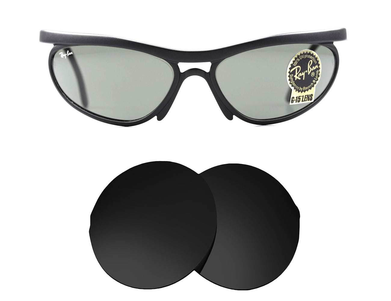 Ray-Ban RB2172 Bausch & Lauren Predator 5(130mm)-Replacement Lenses-Volcanic Black-Non-Polarized-Seek Optics