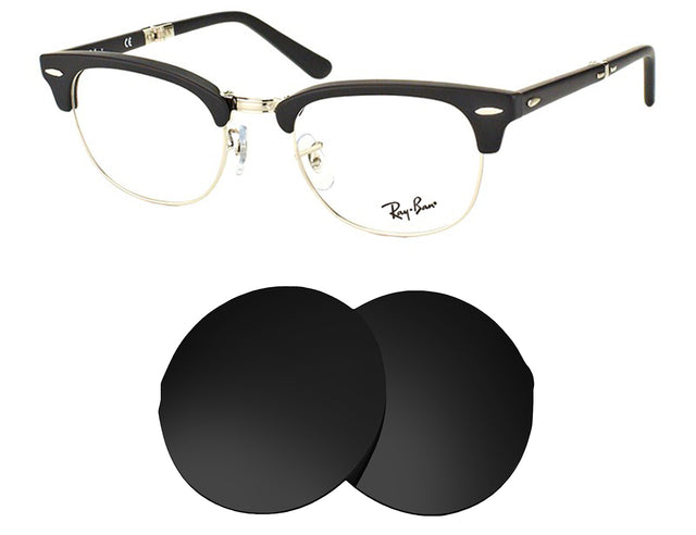 Ray-Ban RB5334 (51mm) Clubmaster Folding Optics-Replacement Lenses-Volcanic Black-Non-Polarized-Seek Optics