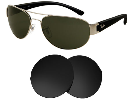 Ray-Ban RB3448 (63mm)-Replacement Lenses-Volcanic Black-Non-Polarized-Seek Optics