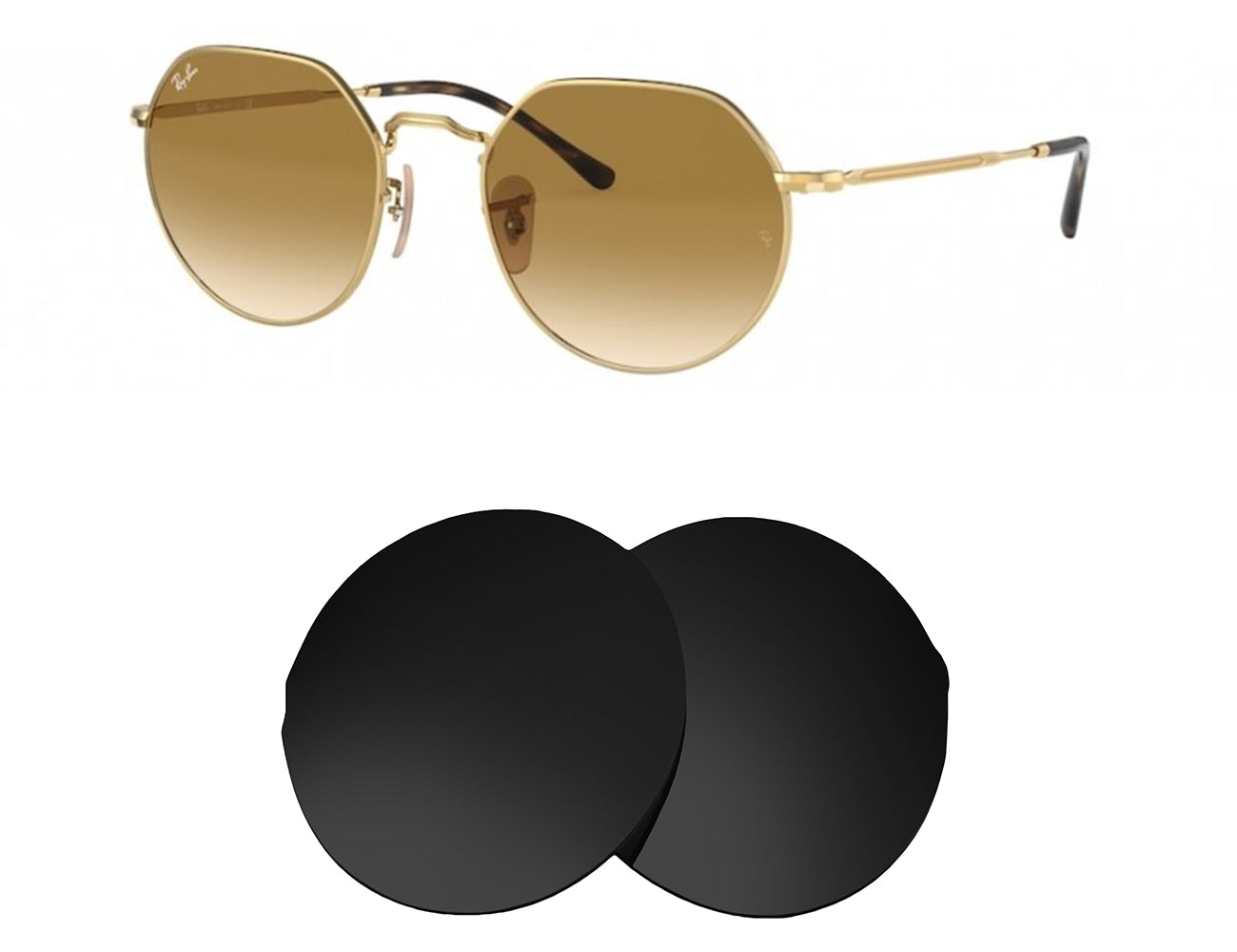 Ray-Ban Jack RB3565 53mm-Replacement Lenses-Volcanic Black-Non-Polarized-Seek Optics