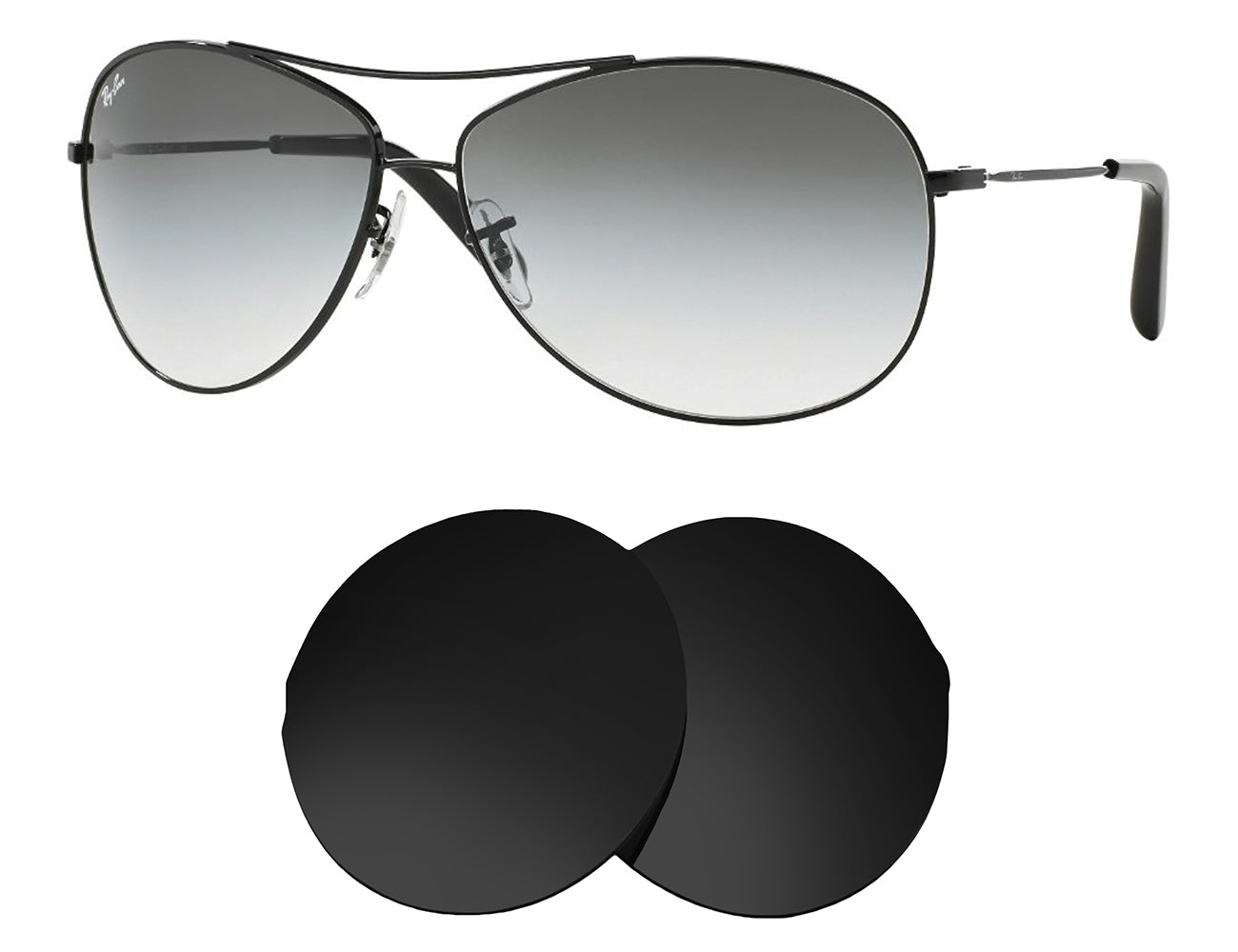 Ray-Ban RB3445L 65mm-Replacement Lenses-Volcanic Black-Non-Polarized-Seek Optics