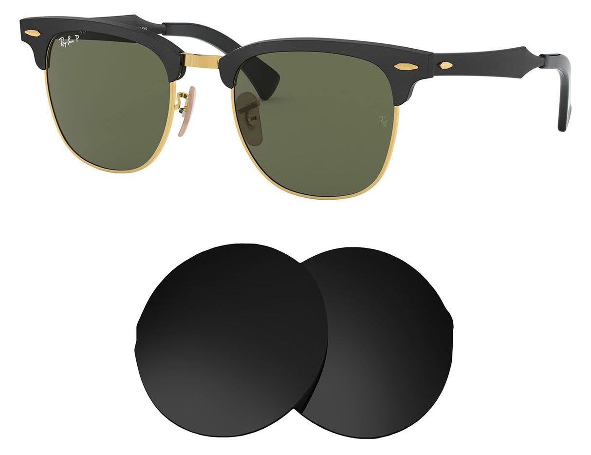 Ray Ban RB3507 49mm Clubmaster Aluminum-Replacement Lenses-Volcanic Black-Non-Polarized-Seek Optics